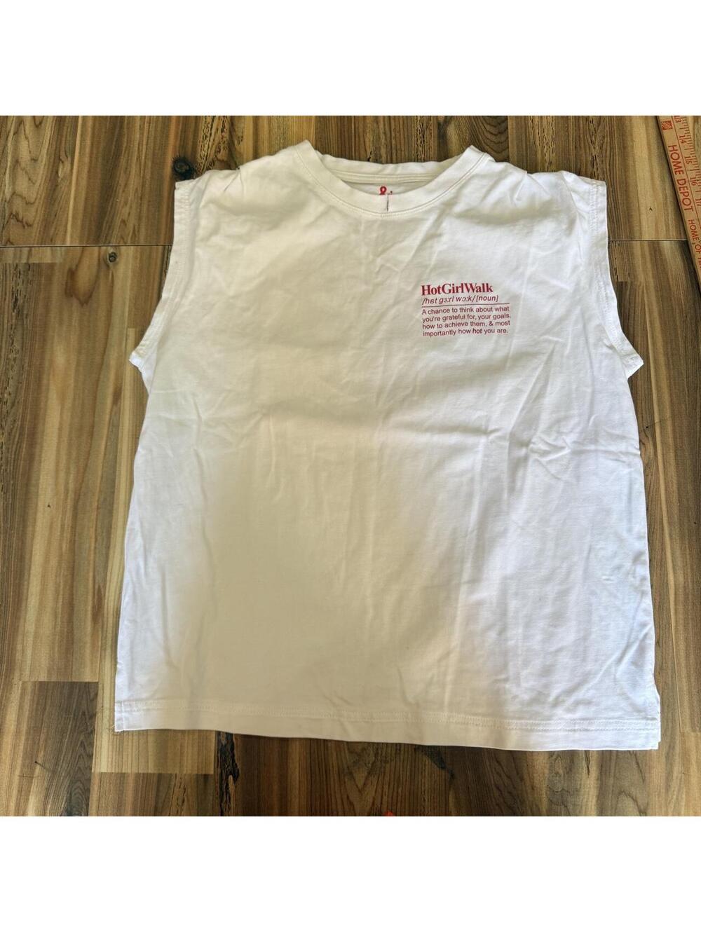 Hot Girl Walk cotton tank top with red text graphic